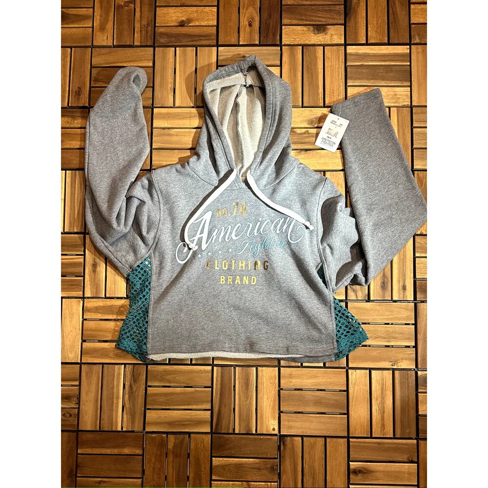 AMERICAN FIGHTER Women's Cropped Hoodie Pullover Large- NEW WITH TAGS